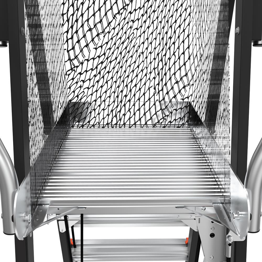 Escalera telescópica de plataforma ajustable con jaula de seguridad Little Giant M8 de 14 pies (altura de alcance de 19.9 pies) Tipo 1AA de fibra de vidrio - Capacidad de carga de 375 lbs.