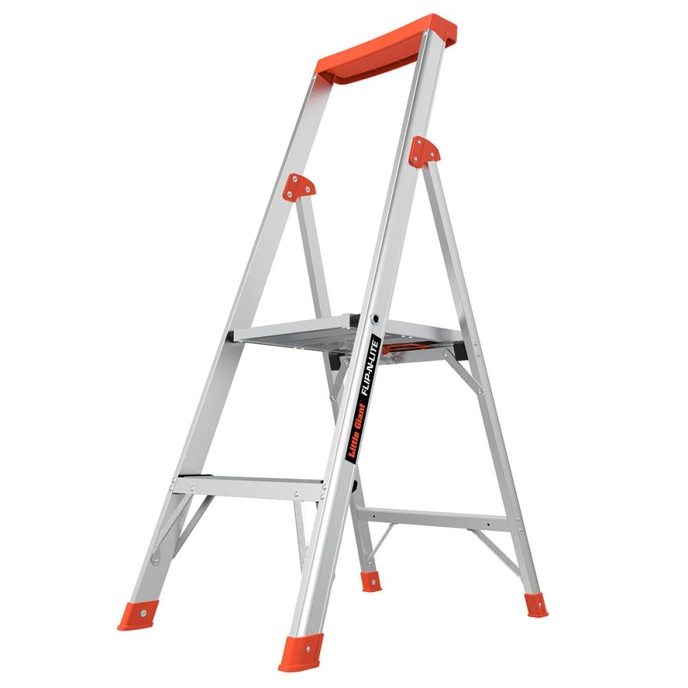 Escalera de plataforma tipo 1A de aluminio de 4 pies (8.3 pies de altura alcanzable) Flip-N-Lite M4 de Little Giant Ladders con capacidad de carga de 300 lbs.