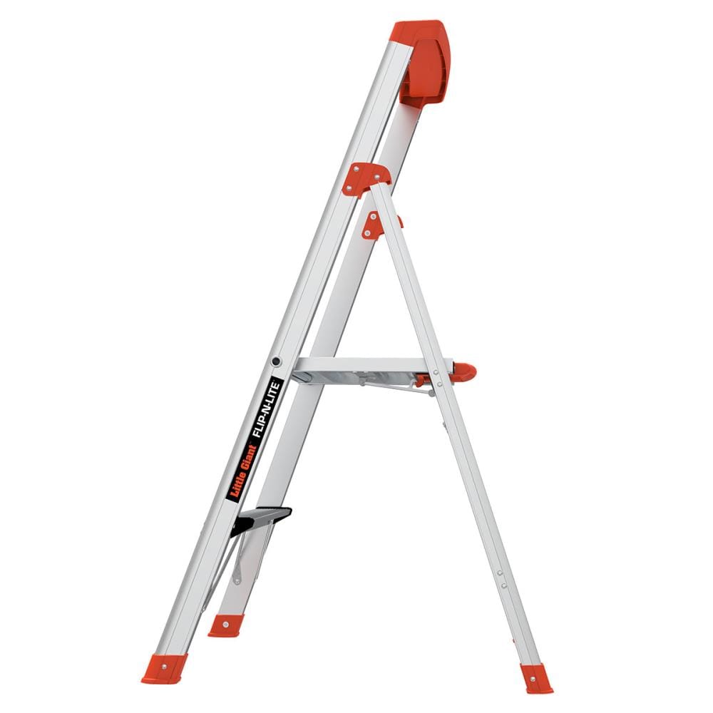 Escalera de plataforma tipo 1A de aluminio de 4 pies (8.3 pies de altura alcanzable) Flip-N-Lite M4 de Little Giant Ladders con capacidad de carga de 300 lbs.