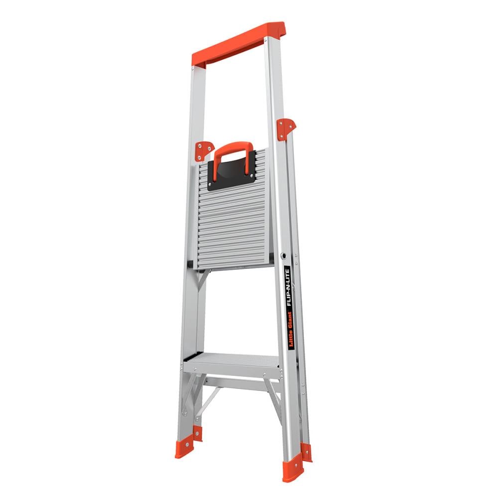Escalera de plataforma tipo 1A de aluminio de 4 pies (8.3 pies de altura alcanzable) Flip-N-Lite M4 de Little Giant Ladders con capacidad de carga de 300 lbs.