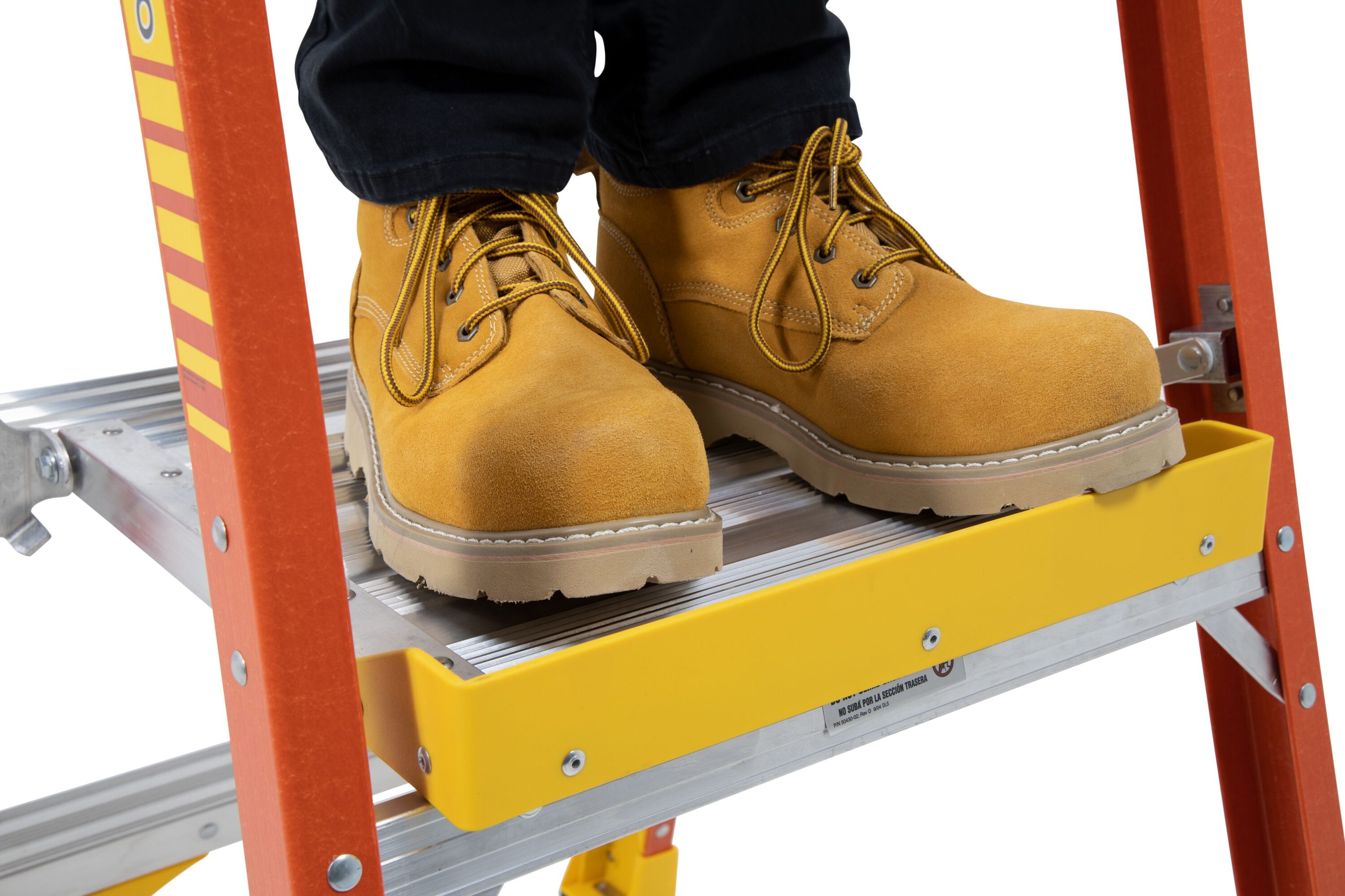 Escalera de plataforma PD6208 de fibra de vidrio de 11 pies (altura de alcance de 14 pies) Tipo 1A con capacidad de carga de 300 libras Werner.