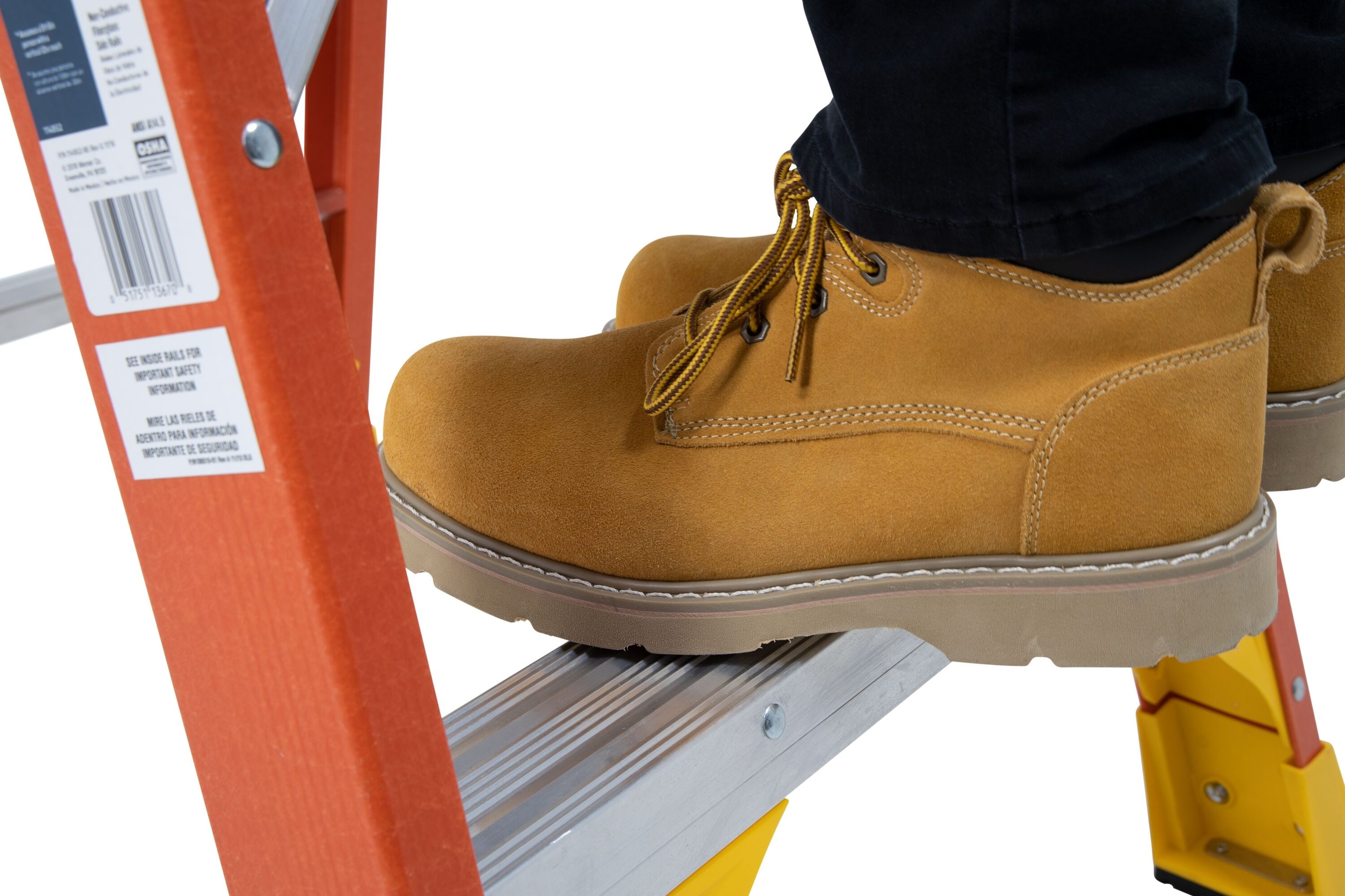 Escalera de plataforma PD6208 de fibra de vidrio de 11 pies (altura de alcance de 14 pies) Tipo 1A con capacidad de carga de 300 libras Werner.
