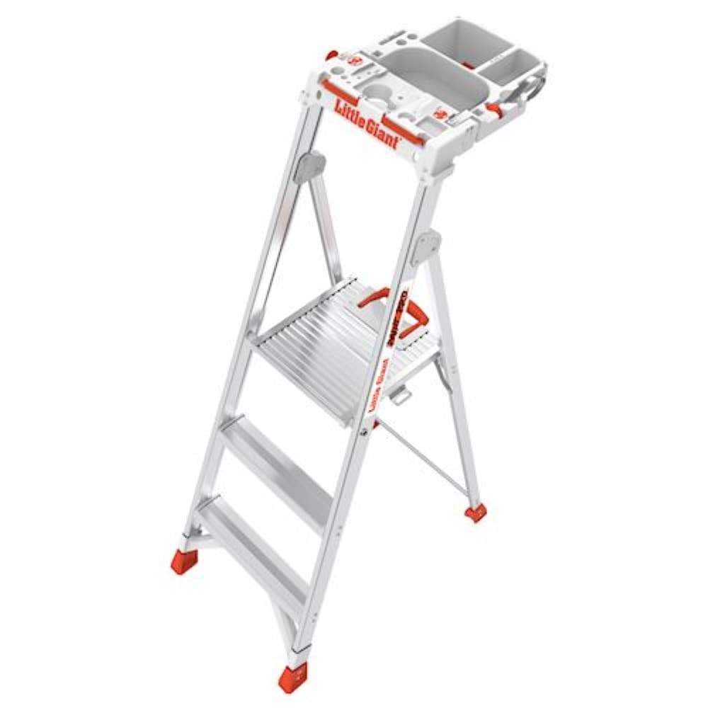 Escalerilla Little Giant Paint Pro de 5 pies (altura de alcance de 9.33 pies) de aluminio Tipo 1AA - Capacidad de carga de 375 lb. Escalera de plataforma 15165-001