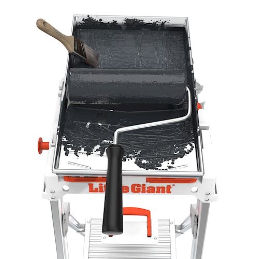 Escalerilla Little Giant Paint Pro de 5 pies (altura de alcance de 9.33 pies) de aluminio Tipo 1AA - Capacidad de carga de 375 lb. Escalera de plataforma 15165-001
