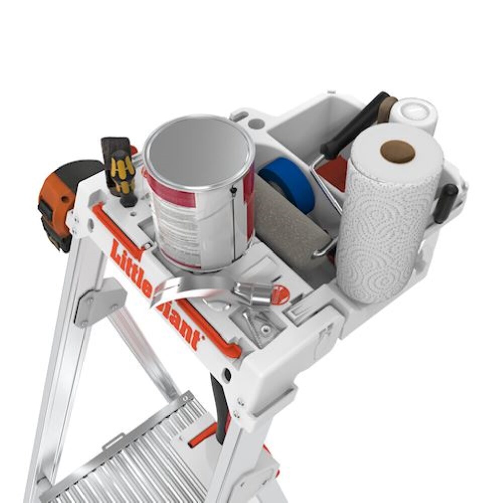 Escalerilla Little Giant Paint Pro de 5 pies (altura de alcance de 9.33 pies) de aluminio Tipo 1AA - Capacidad de carga de 375 lb. Escalera de plataforma 15165-001
