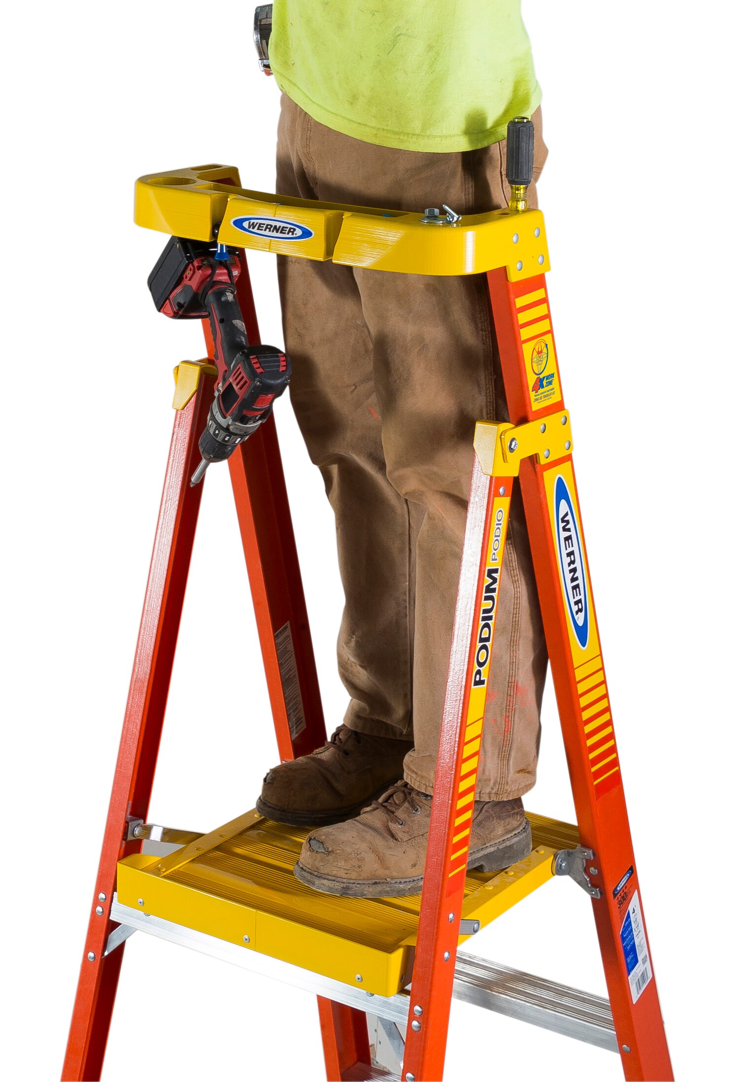 Escalera de plataforma de fibra de vidrio tipo 1A con capacidad de carga de 300 libras y altura de alcance de 9 pies (3 pies de largo) Werner PD6203