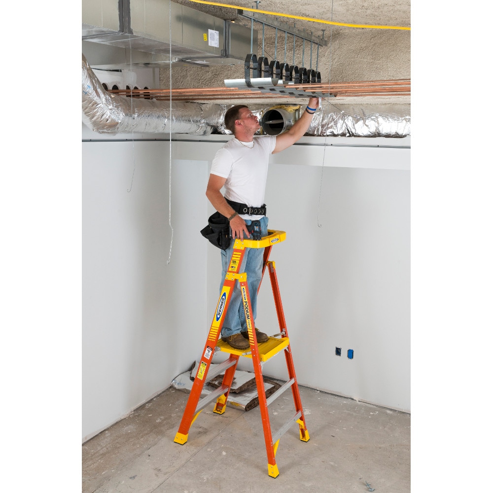 Escalera de plataforma de fibra de vidrio tipo 1A con capacidad de carga de 300 libras y altura de alcance de 9 pies (3 pies de largo) Werner PD6203