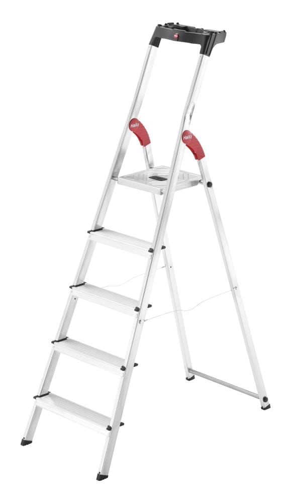 Escalera de plataforma de aluminio tipo 2 Hailo L60 de 6.03 pies (altura de alcance de 10.07 pies) con capacidad de carga de 225 libras (102 kilogramos) 9204010009