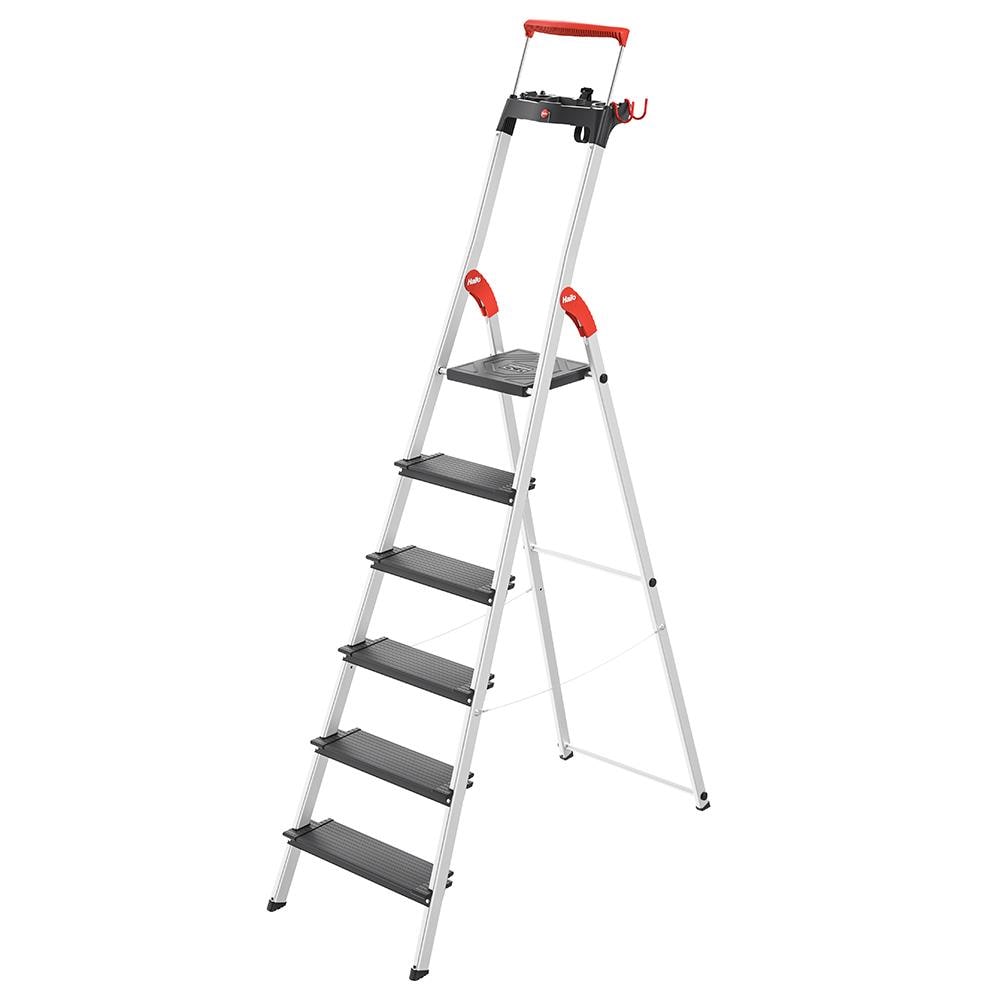 Escalera de plataforma de aluminio tipo 2 Hailo L100 pro de 6.89 pies (altura de alcance de 10.76 pies) con capacidad de carga de 225 libras - referencia 9204016003