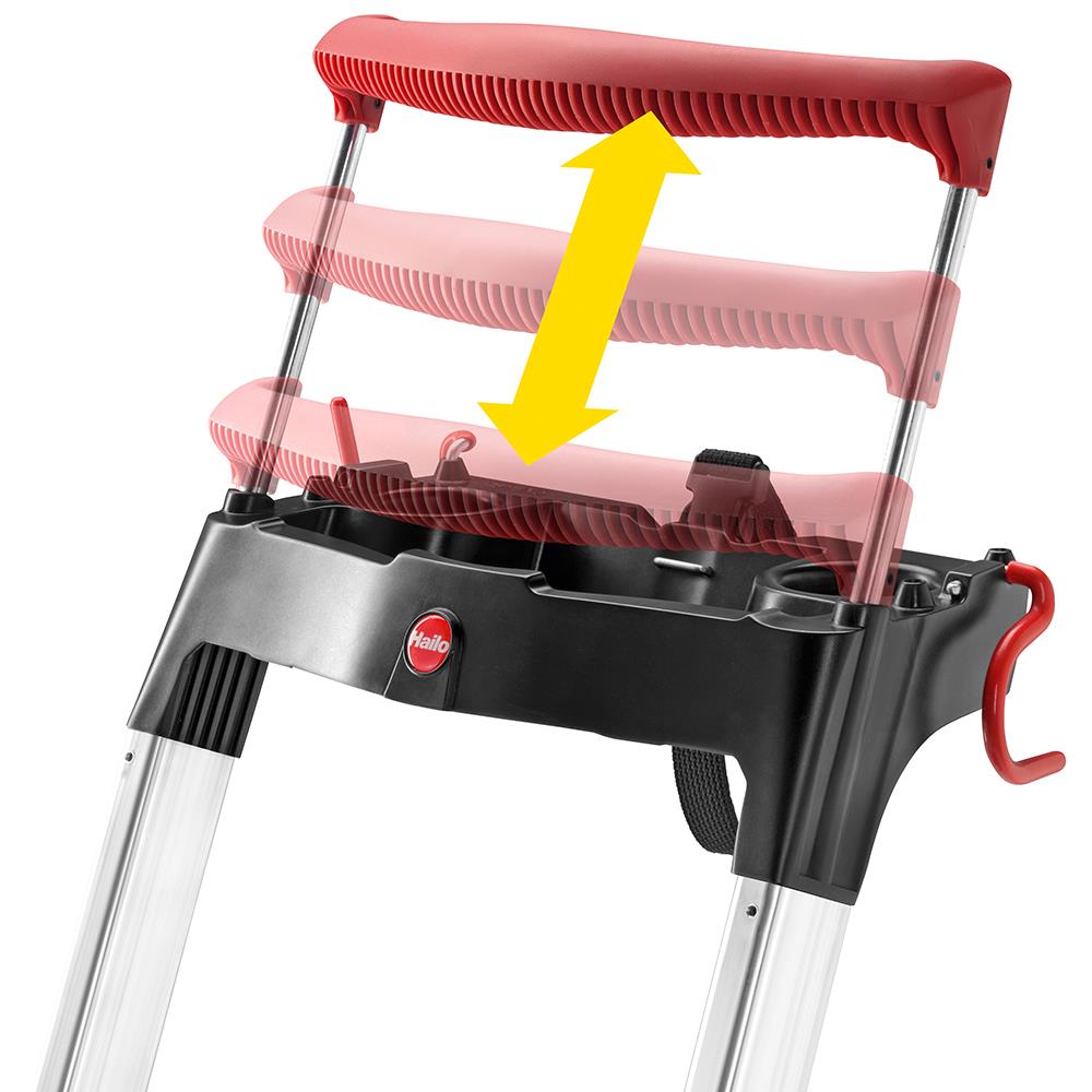 Escalera de plataforma de aluminio tipo 2 Hailo L100 pro de 6.89 pies (altura de alcance de 10.76 pies) con capacidad de carga de 225 libras - referencia 9204016003
