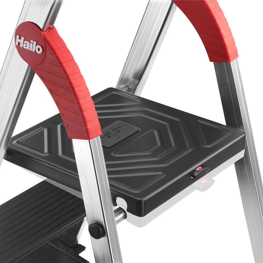 Escalera de plataforma de aluminio tipo 2 Hailo L100 pro de 6.89 pies (altura de alcance de 10.76 pies) con capacidad de carga de 225 libras - referencia 9204016003