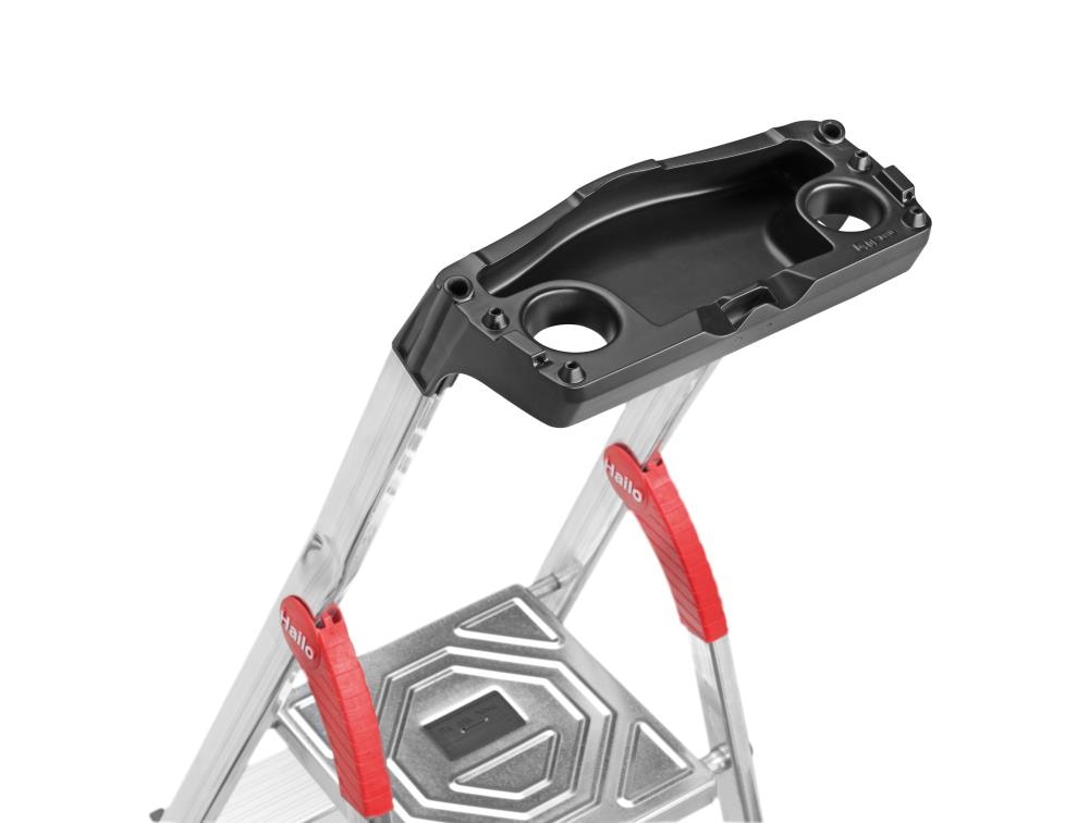 Escalera de plataforma de aluminio tipo 2 de 5.28 pies (altura de alcance de 9.35 pies) Hailo L60 con capacidad de carga de 225 libras.