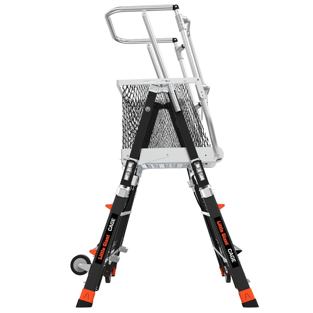 Escalera de plataforma telescópica ajustable con jaula de seguridad, modelo M3, de 5 pies (altura de alcance de 11.5 pies), de fibra de vidrio Tipo 1AA con capacidad de carga de 375 lbs. - 18503-240