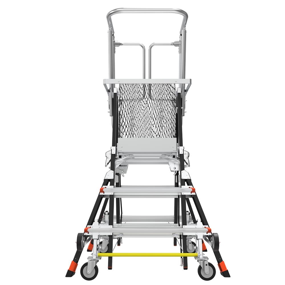Escalera de plataforma telescópica ajustable con jaula de seguridad, modelo M3, de 5 pies (altura de alcance de 11.5 pies), de fibra de vidrio Tipo 1AA con capacidad de carga de 375 lbs. - 18503-240