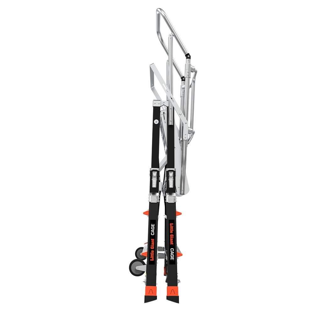 Escalera de plataforma telescópica ajustable con jaula de seguridad, modelo M3, de 5 pies (altura de alcance de 11.5 pies), de fibra de vidrio Tipo 1AA con capacidad de carga de 375 lbs. - 18503-240