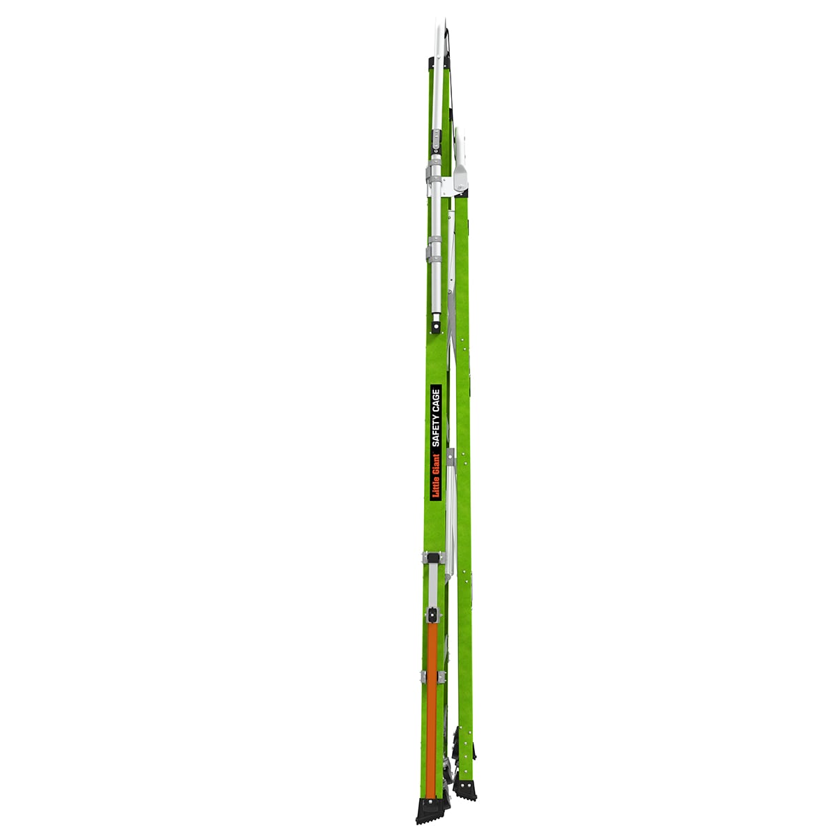 Escalerilla con jaula de seguridad Little Giant Ladders 1.55 m (3.69 m de altura) Tipo 1AA de fibra de vidrio - Capacidad de carga de 375 lbs. Escalerilla de plataforma 19706-146