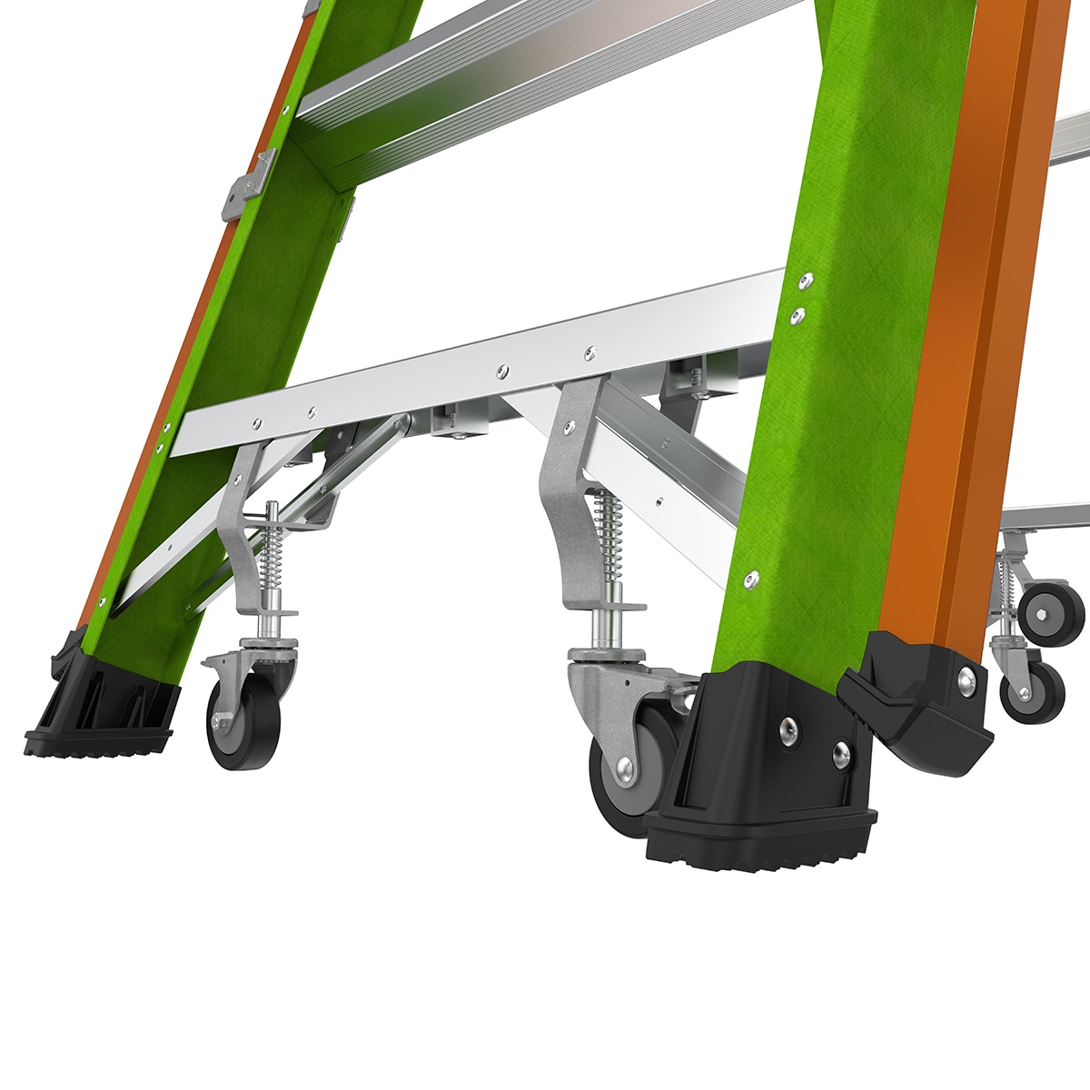 Escalerilla con jaula de seguridad Little Giant Ladders 1.55 m (3.69 m de altura) Tipo 1AA de fibra de vidrio - Capacidad de carga de 375 lbs. Escalerilla de plataforma 19706-146