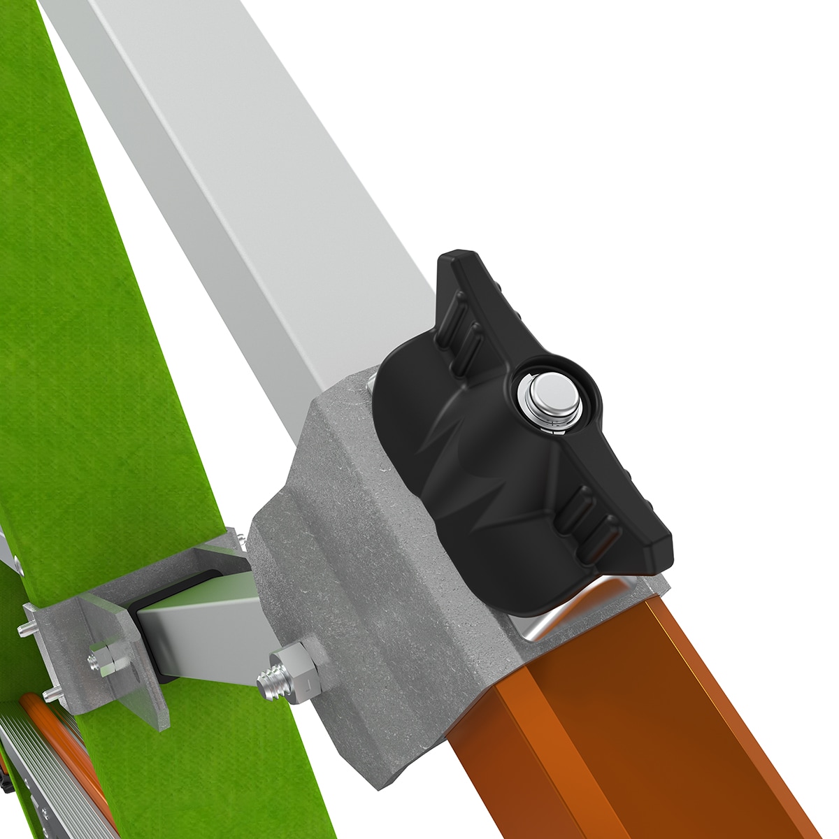 Escalerilla con jaula de seguridad Little Giant Ladders 1.55 m (3.69 m de altura) Tipo 1AA de fibra de vidrio - Capacidad de carga de 375 lbs. Escalerilla de plataforma 19706-146