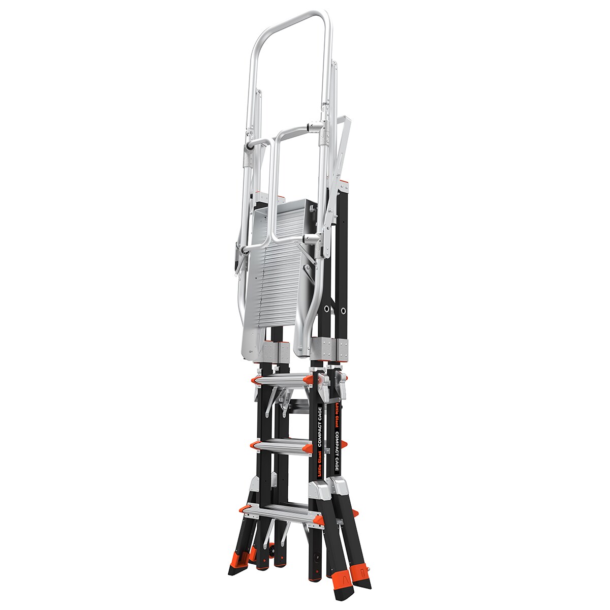 Escaleras Little Giant Compact Cage 6-pies (12.3-pies de altura) de Fibra de Vidrio Tipo 1AA - Capacidad de Carga de 375 lbs. Escalera de Plataforma Telescópica 19504