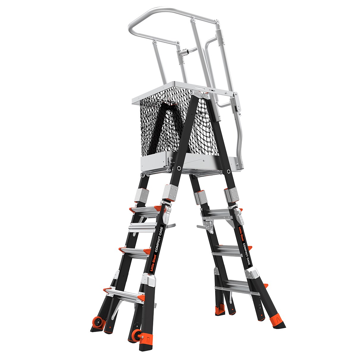 Escaleras Little Giant Compact Cage 6-pies (12.3-pies de altura) de Fibra de Vidrio Tipo 1AA - Capacidad de Carga de 375 lbs. Escalera de Plataforma Telescópica 19504