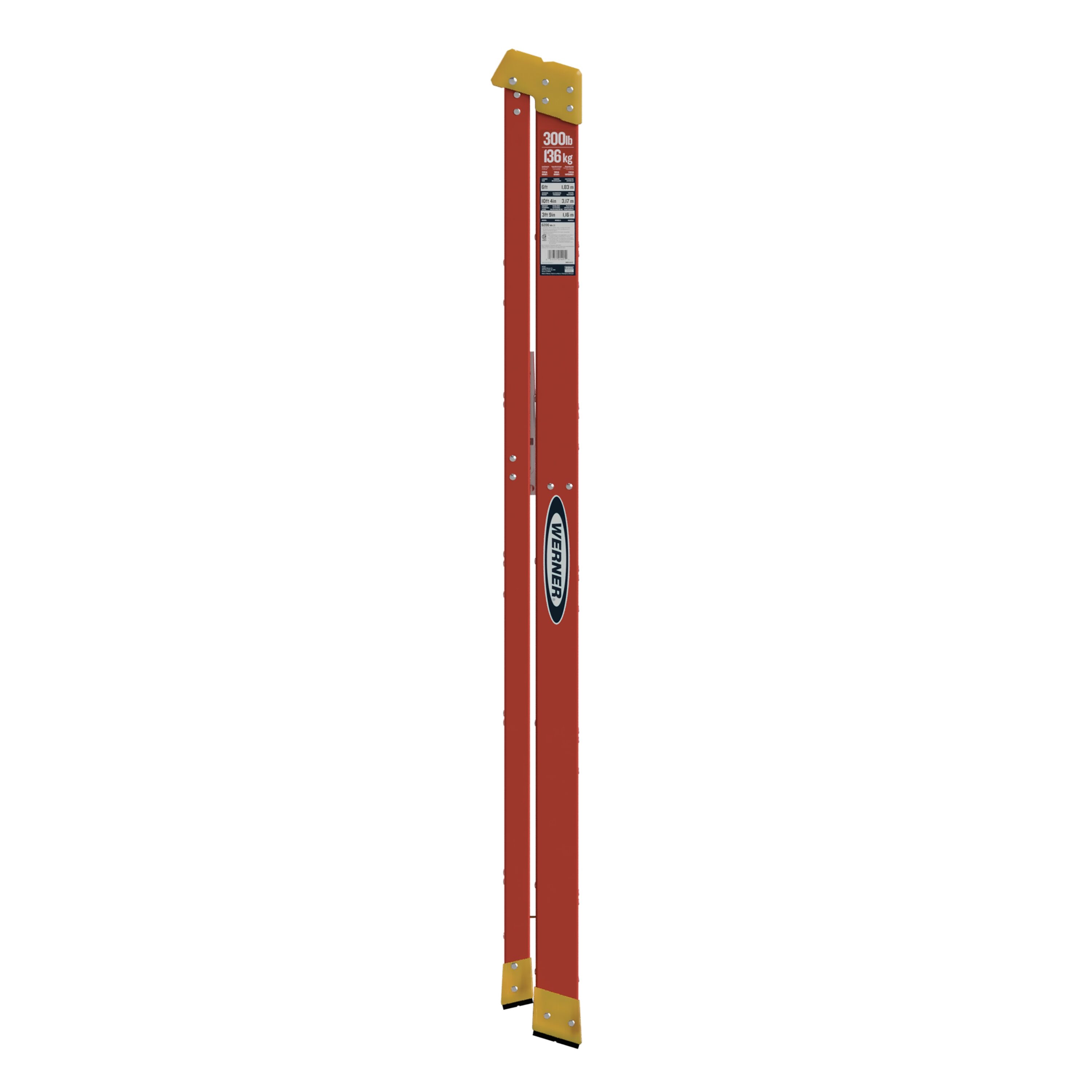 Escalera de fibra de vidrio de 6 pies (10 pies de alcance) Tipo 1A de Werner con capacidad de carga de 300 lbs. NXT1A06