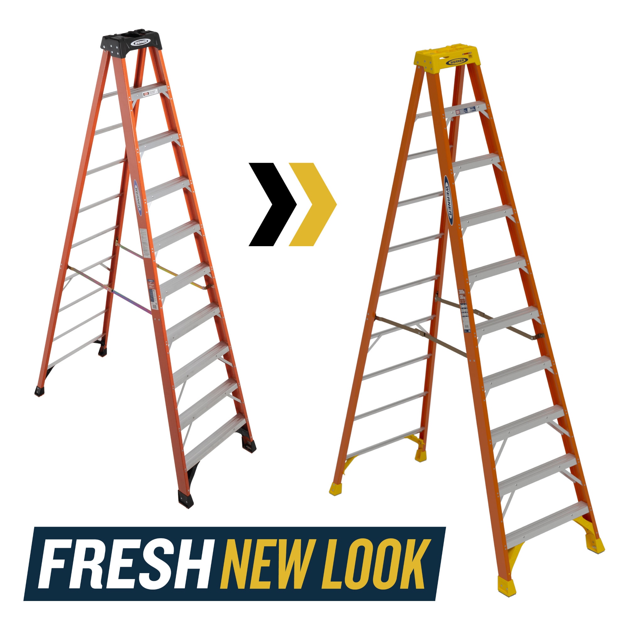 Escalera de fibra de vidrio tipo 1A de 10 pies (altura de alcance de 14 pies) con capacidad de carga de 300 lb Werner NXT1A10