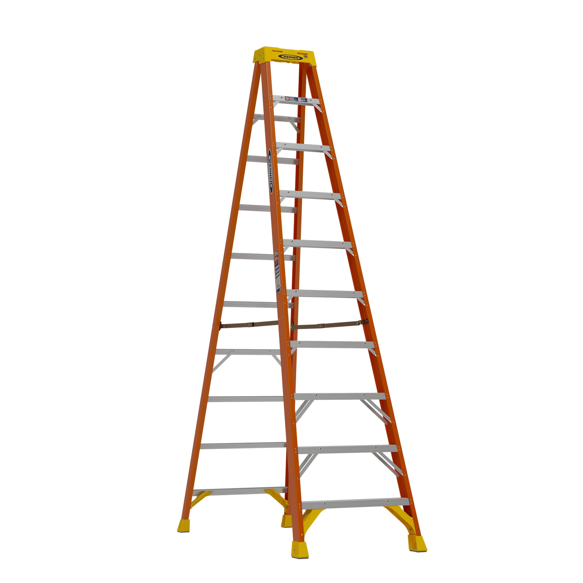 Escalera de fibra de vidrio tipo 1A de 10 pies (altura de alcance de 14 pies) con capacidad de carga de 300 lb Werner NXT1A10