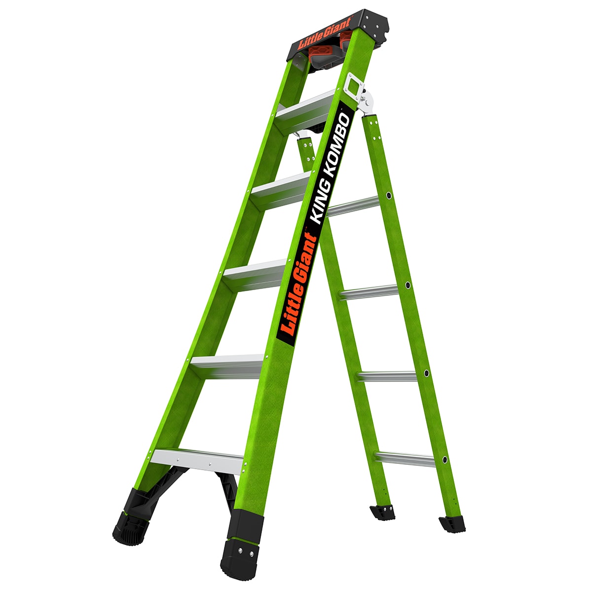 Escalera King Kombo 2.0 Pro M6 de Little Giant Ladders de 3 en 1, 6 pies (altura de alcance de 13.1 pies) de Fibra de Vidrio Tipo 1AA - Capacidad de carga de 375 libras. Escalón 13906-002