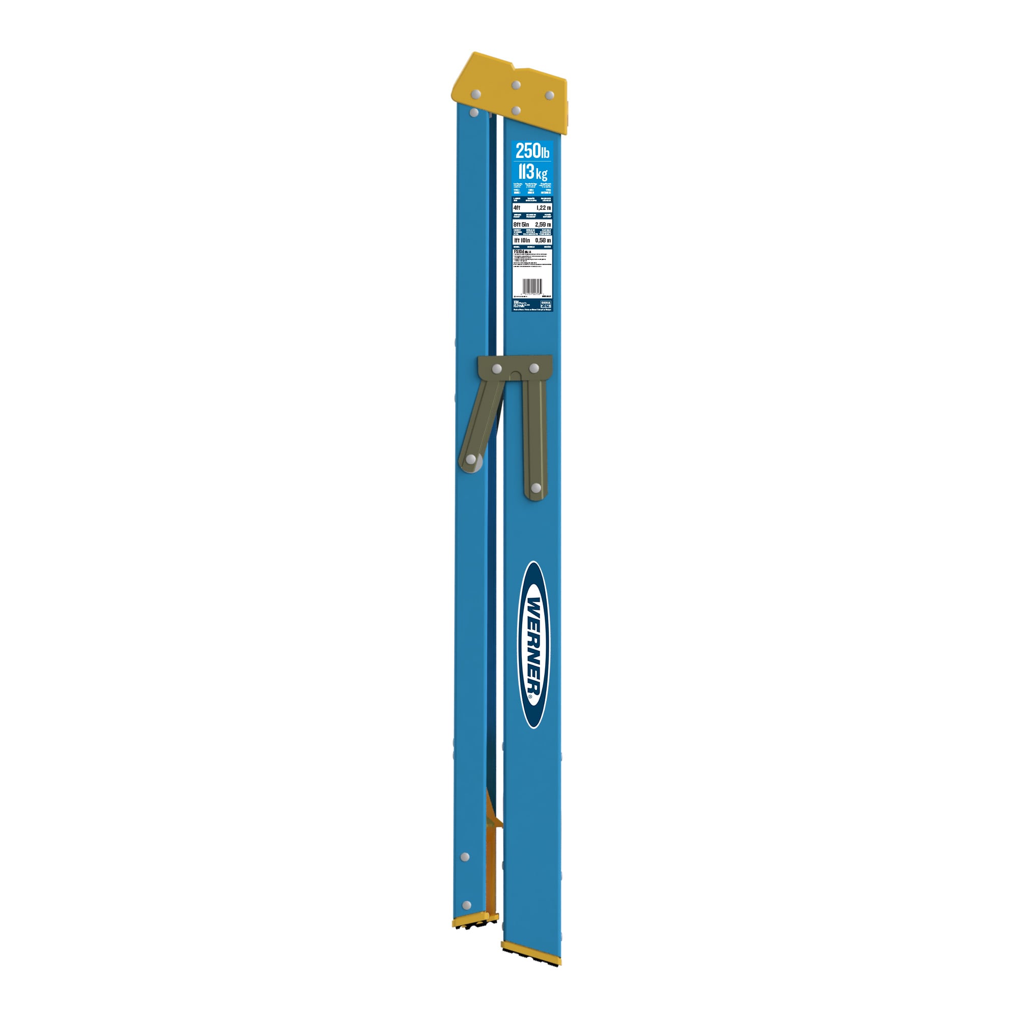 Escalera de tijera de fibra de vidrio de 4 pies (altura de alcance de 8 pies) tipo 1 - Capacidad de carga de 250 lbs. Modelo FS104