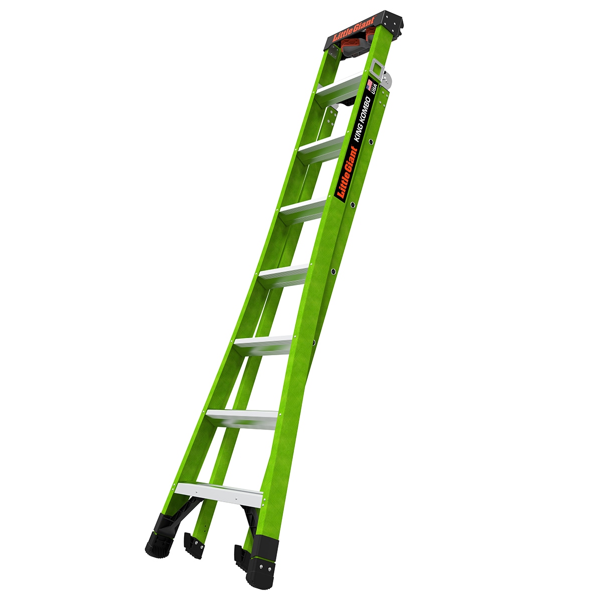 Escalera tipo 1AA de fibra de vidrio King Kombo 2.0 Pro M8 3 en 1 de Little Giant Ladders, 8 pies (altura máxima de 17.2 pies) con capacidad de carga de 375 libras. ¡La solución perfecta para todas tus necesidades de escalada!