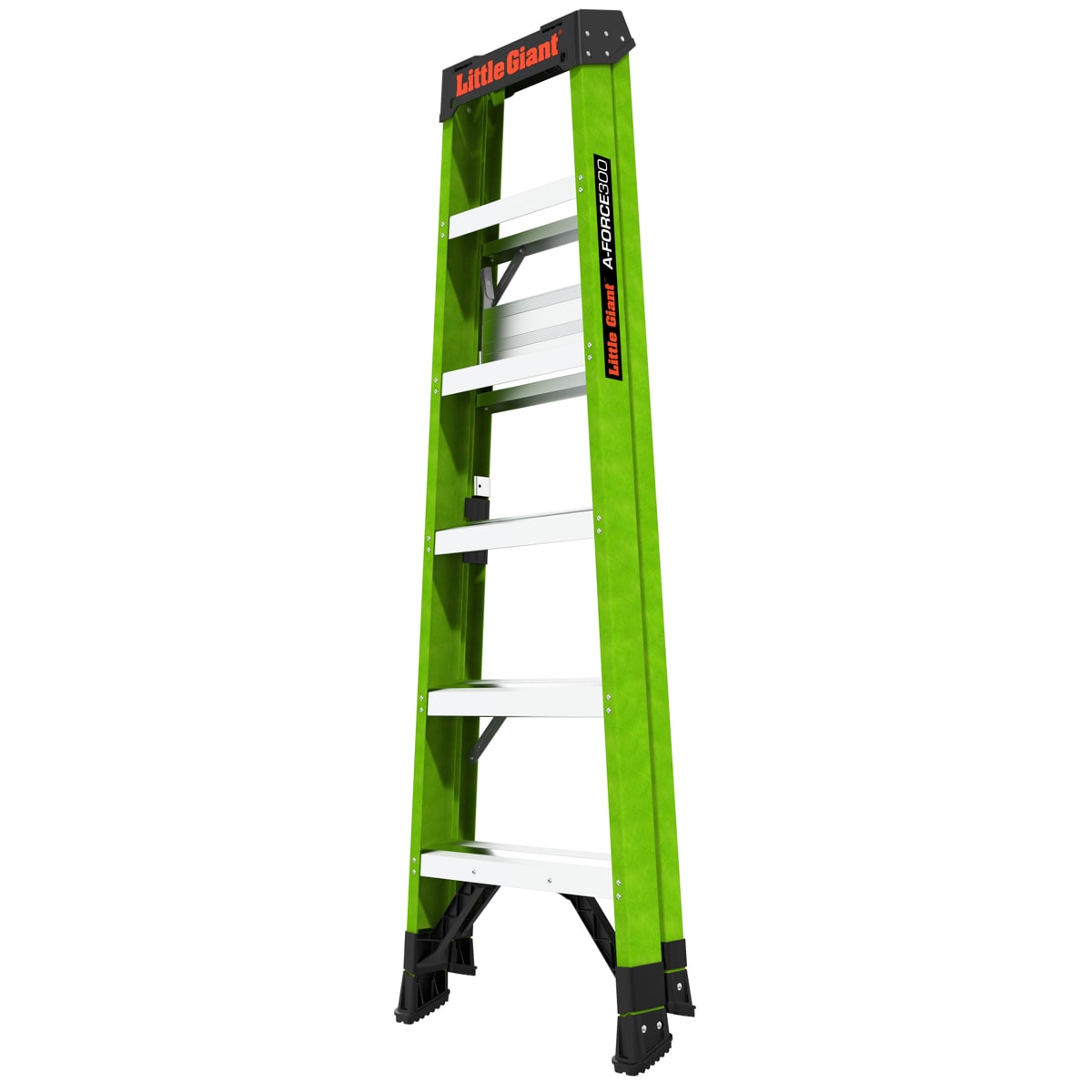 Escalerilla Little Giant A-Force300 de 6 pies (altura alcanzada de 10.3 pies) de fibra de vidrio Tipo 1A - Capacidad de carga de 300 libras. Escalera de 6 peldaños 15796-002.