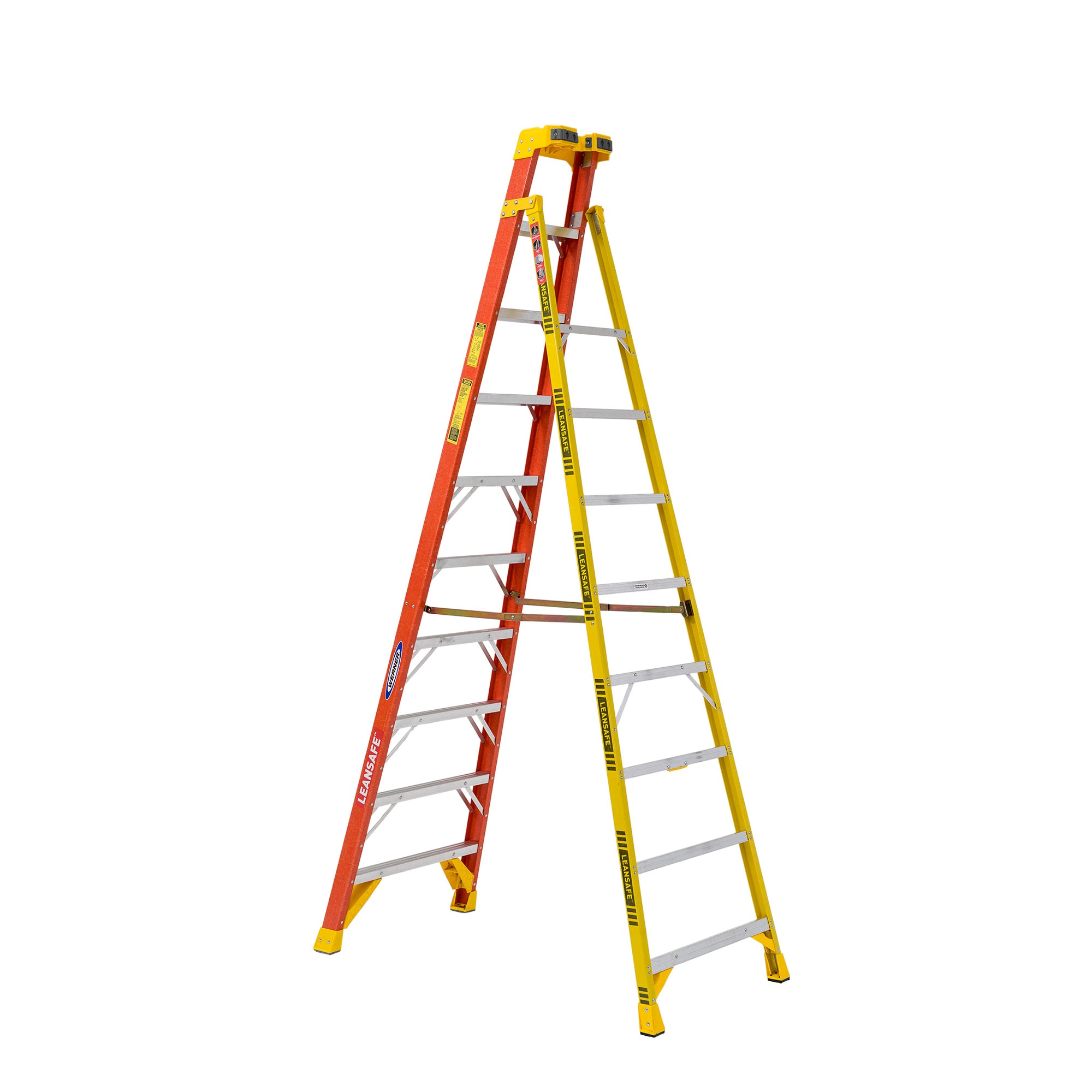 Escalera de tijera de fibra de vidrio tipo 1A Werner L6200 de 10 pies (14 pies de altura de alcance) con capacidad de carga de 300 libras modelo L6210
