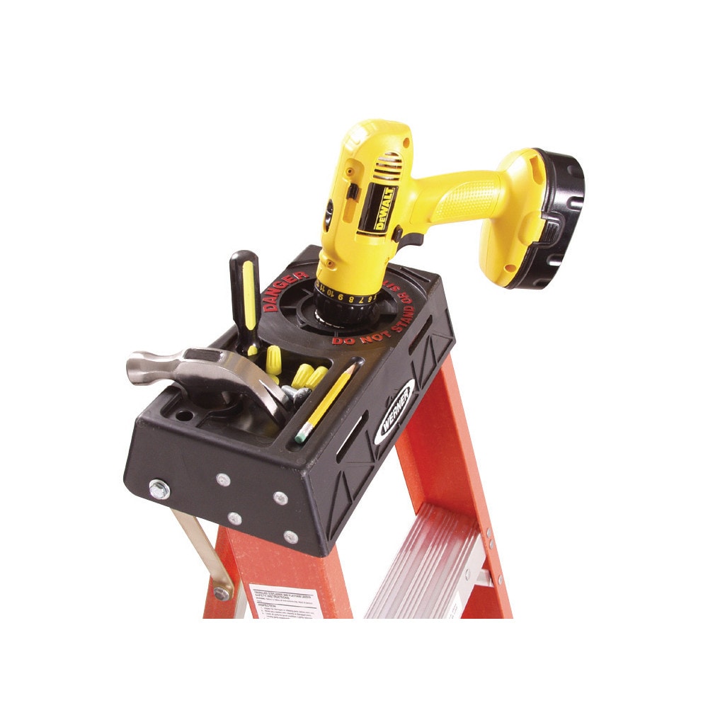 Escalera trípode FTP6200 de fibra de vidrio de 10 pies (altura de alcance de 14 pies) tipo 1A con capacidad de carga de 300 libras FTP6210