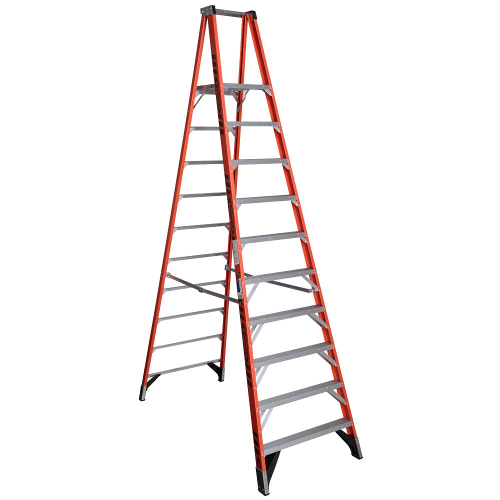 Escalera de plataforma de fibra de vidrio Tipo 1A - Capacidad de carga de 300 libras, 10 pies (16 pies de altura) Werner P7400, P7410.