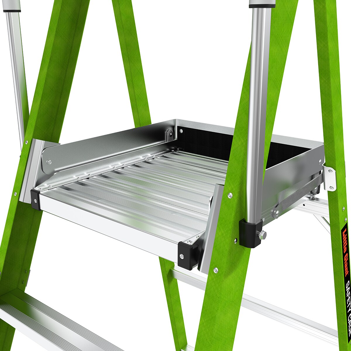 "Escalera de plataforma con jaula de seguridad Little Giant de 8 pies (altura de alcance de 13.11 pies) tipo 1AA de fibra de vidrio - Capacidad de carga de 375 libras"