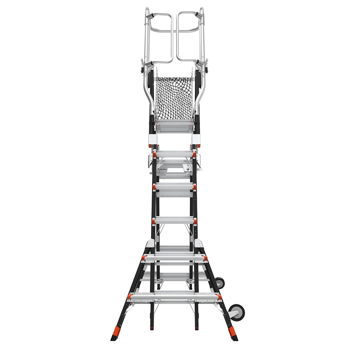 Escalera Telescópica de Plataforma con Jaula Compacta de Little Giant Ladders 6 pies (16.1 pies de altura alcanzable) de Fibra de Vidrio Tipo 1AA - Capacidad de carga de 375 lbs. 19506-815