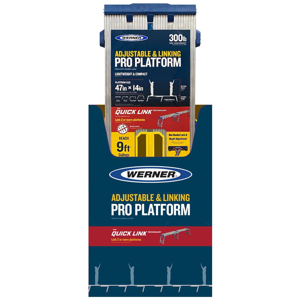 Plataforma de trabajo Werner Pro Linking de Aluminio de 1.7 pies de alto x 3.9 pies de largo con capacidad de 300 libras - Modelo AP-2030L-MP2