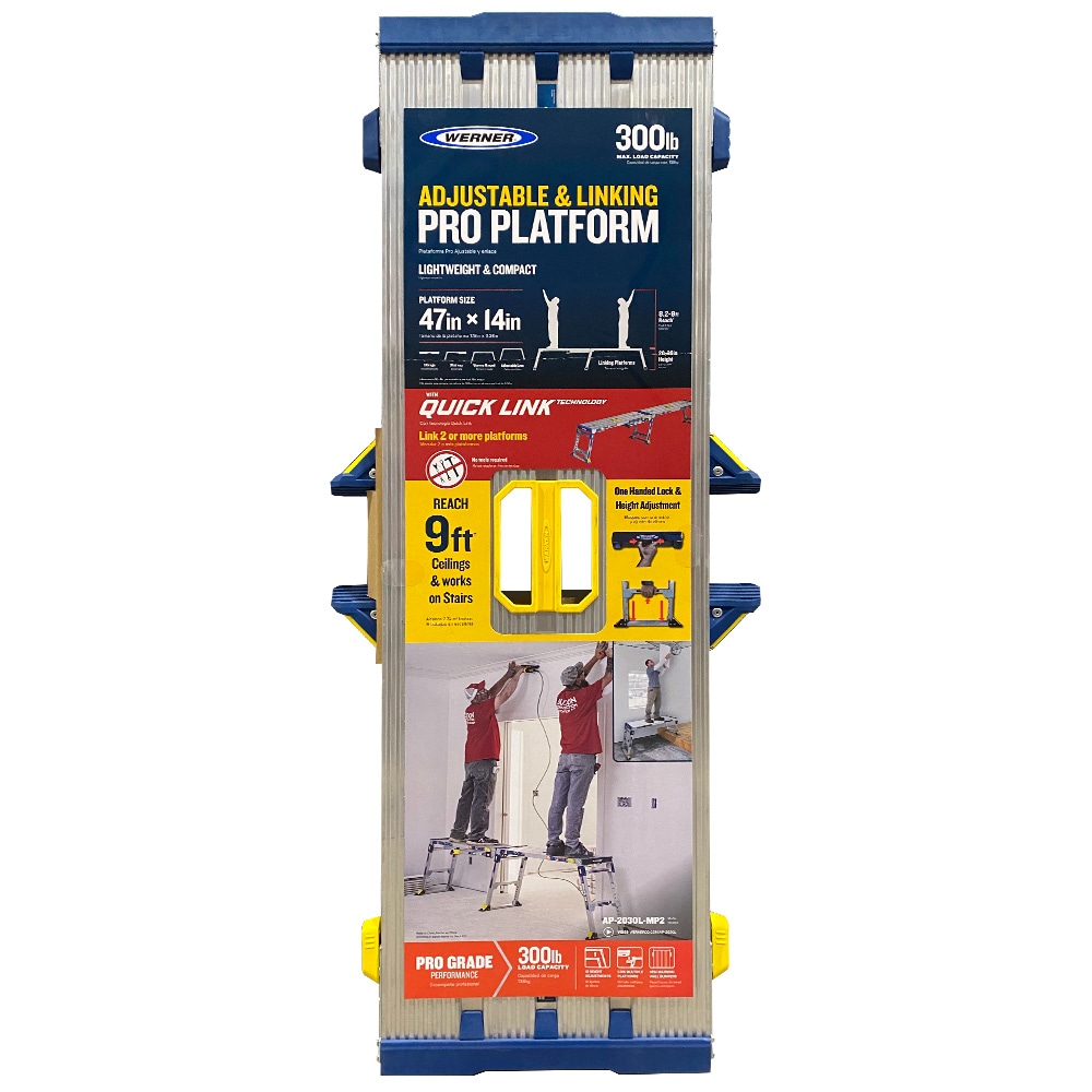 Plataforma de trabajo Werner Pro Linking de Aluminio de 1.7 pies de alto x 3.9 pies de largo con capacidad de 300 libras - Modelo AP-2030L-MP2