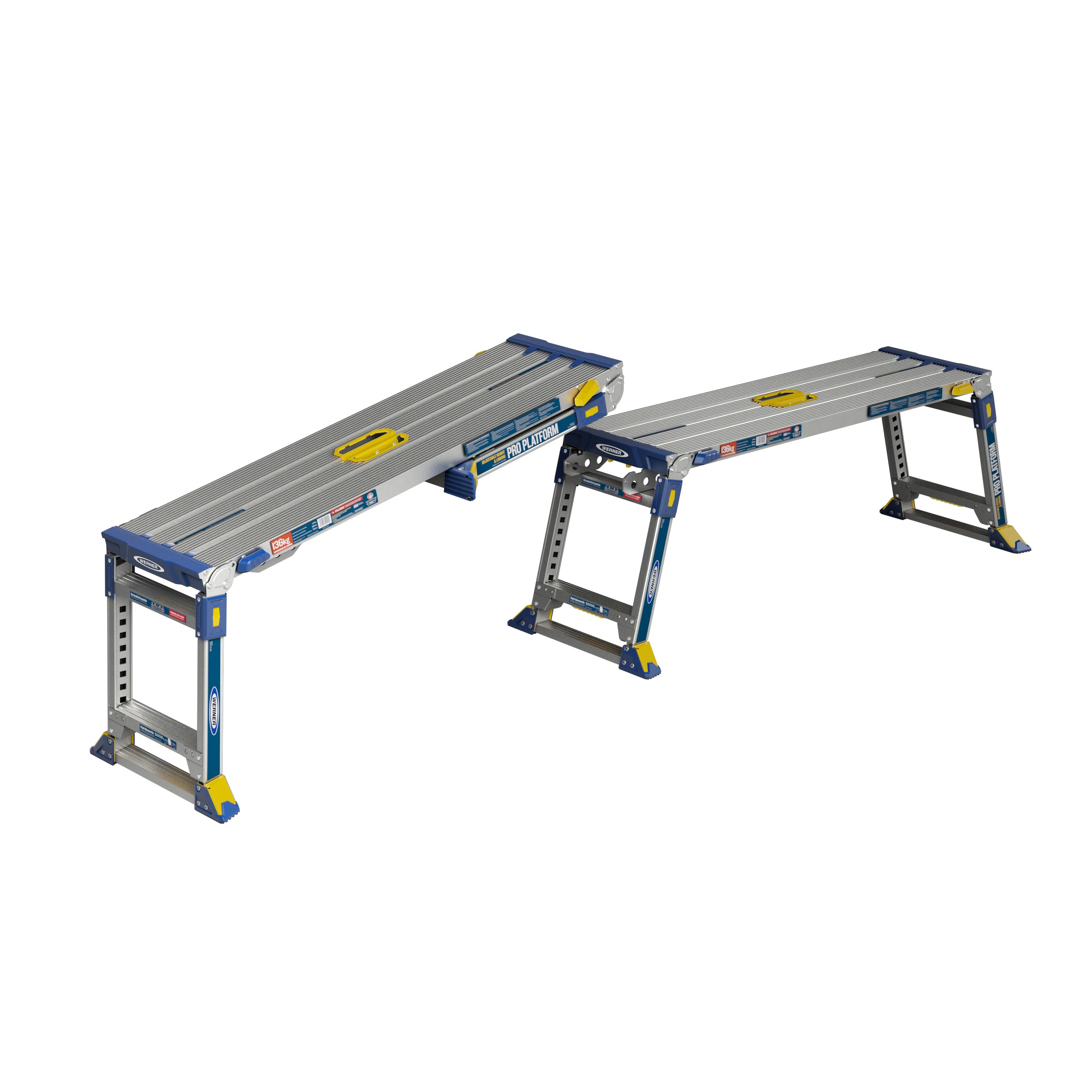 Plataforma de trabajo Werner Pro Linking de Aluminio de 1.7 pies de alto x 3.9 pies de largo con capacidad de 300 libras - Modelo AP-2030L-MP2