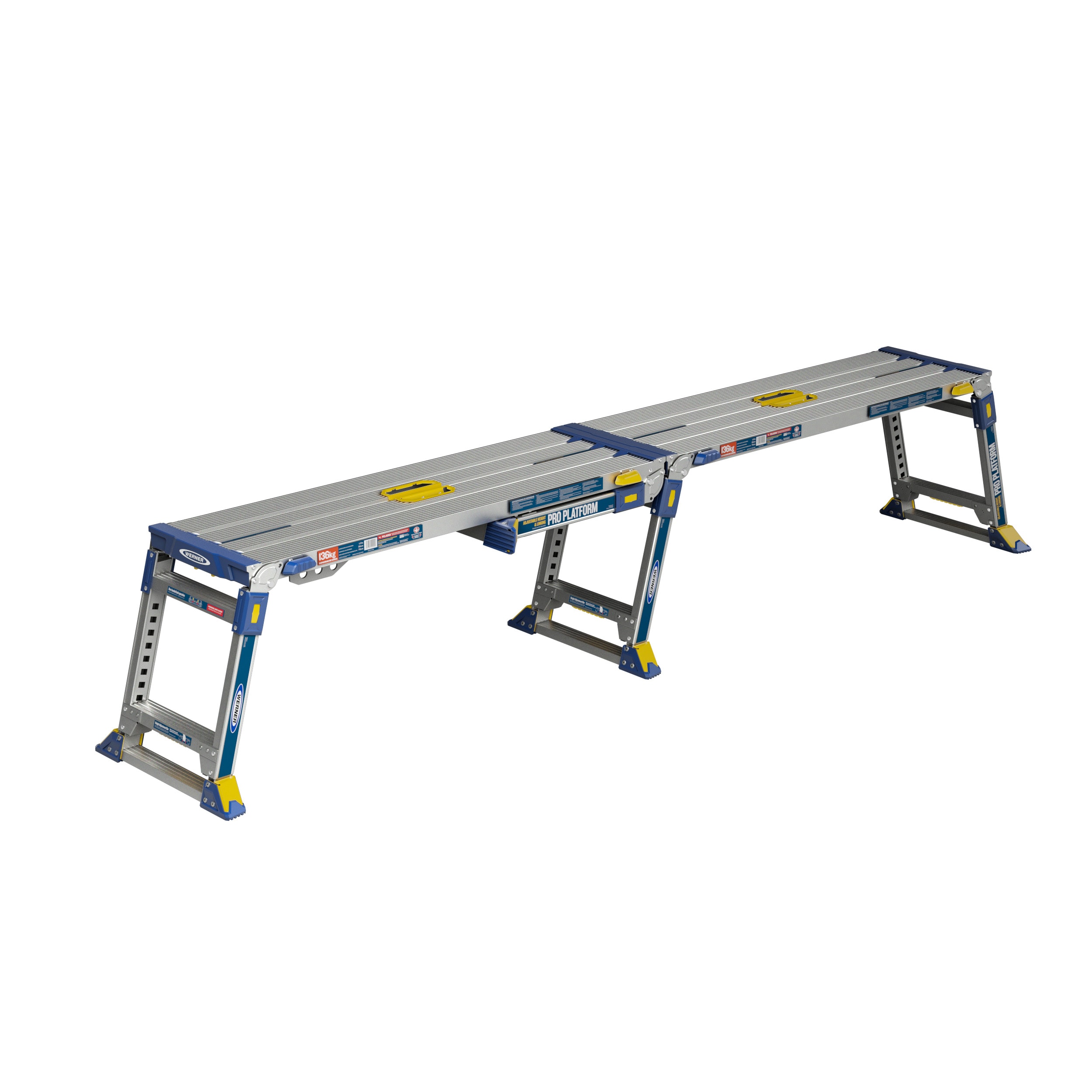 Plataforma de trabajo Werner Pro Linking de Aluminio de 1.7 pies de alto x 3.9 pies de largo con capacidad de 300 libras - Modelo AP-2030L-MP2