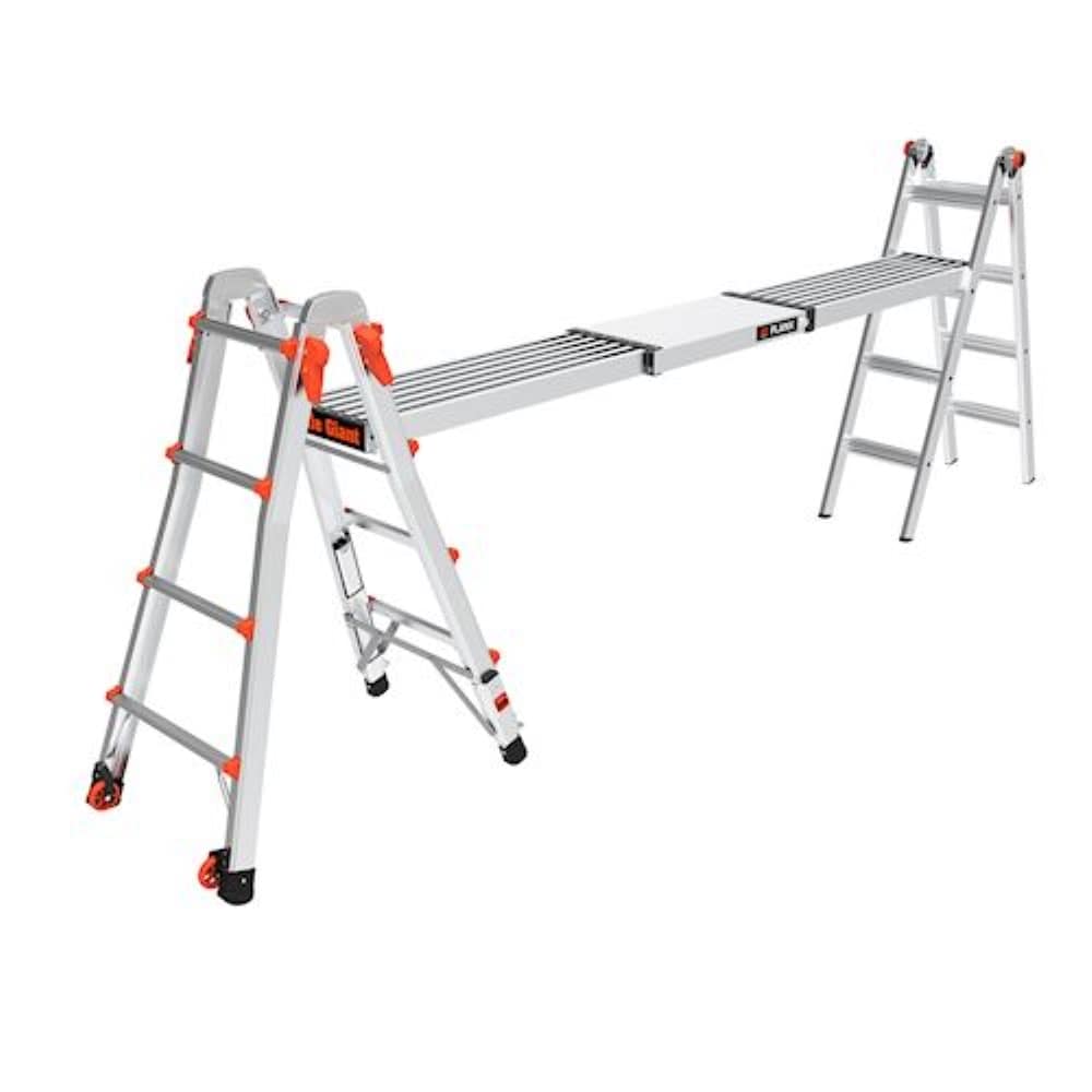 Tablón para escalera ajustable Little Giant de aluminio 0.33 pies de alto x 9 pies de largo con capacidad de 500 libras. Tabla de andamio 11069.