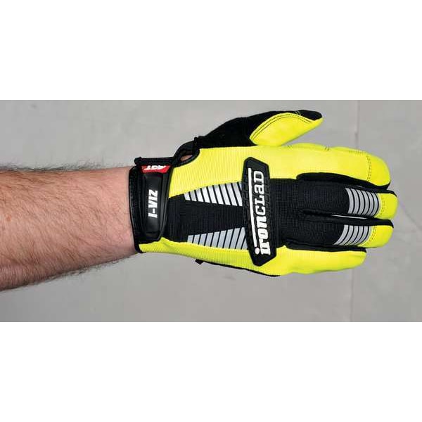 Guantes de mecánico Ironclad Performance Wear Hi-Vis, M, Verde, Nylon/Spandex acanalado - IVG2-03-M