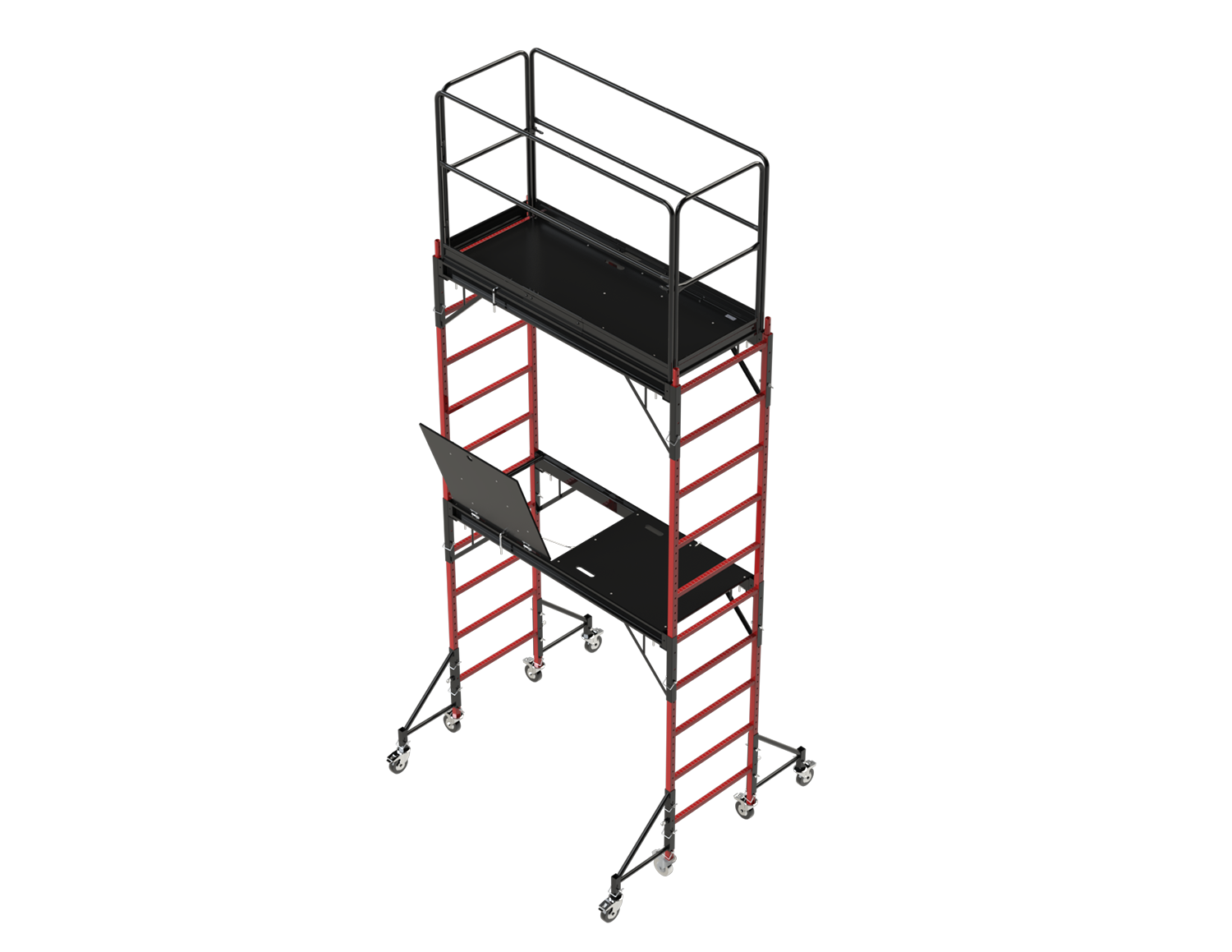 Estructura de Construcción Multiusos de Estilo Panadero de 2 Niveles en Acero, Capacidad de 1100 lb - 4.70 m de Altura x 1.86 m de Largo