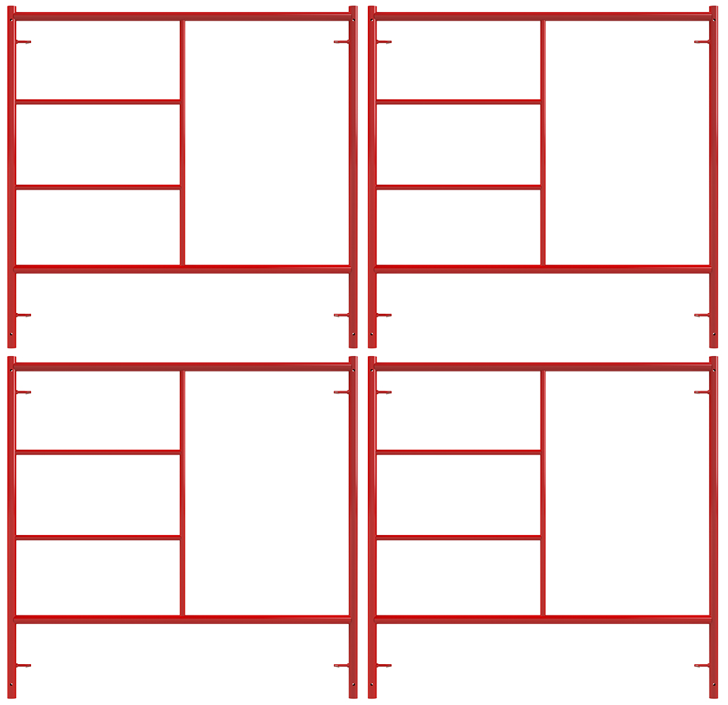 Estructura de andamio para exteriores de albañilería (paquete de 4) Marco de acero de 5.42 pies de alto por 5.14 pies de largo, capacidad de 4900 libras. Marco de andamio BFS5W5HQ48P4+BFL