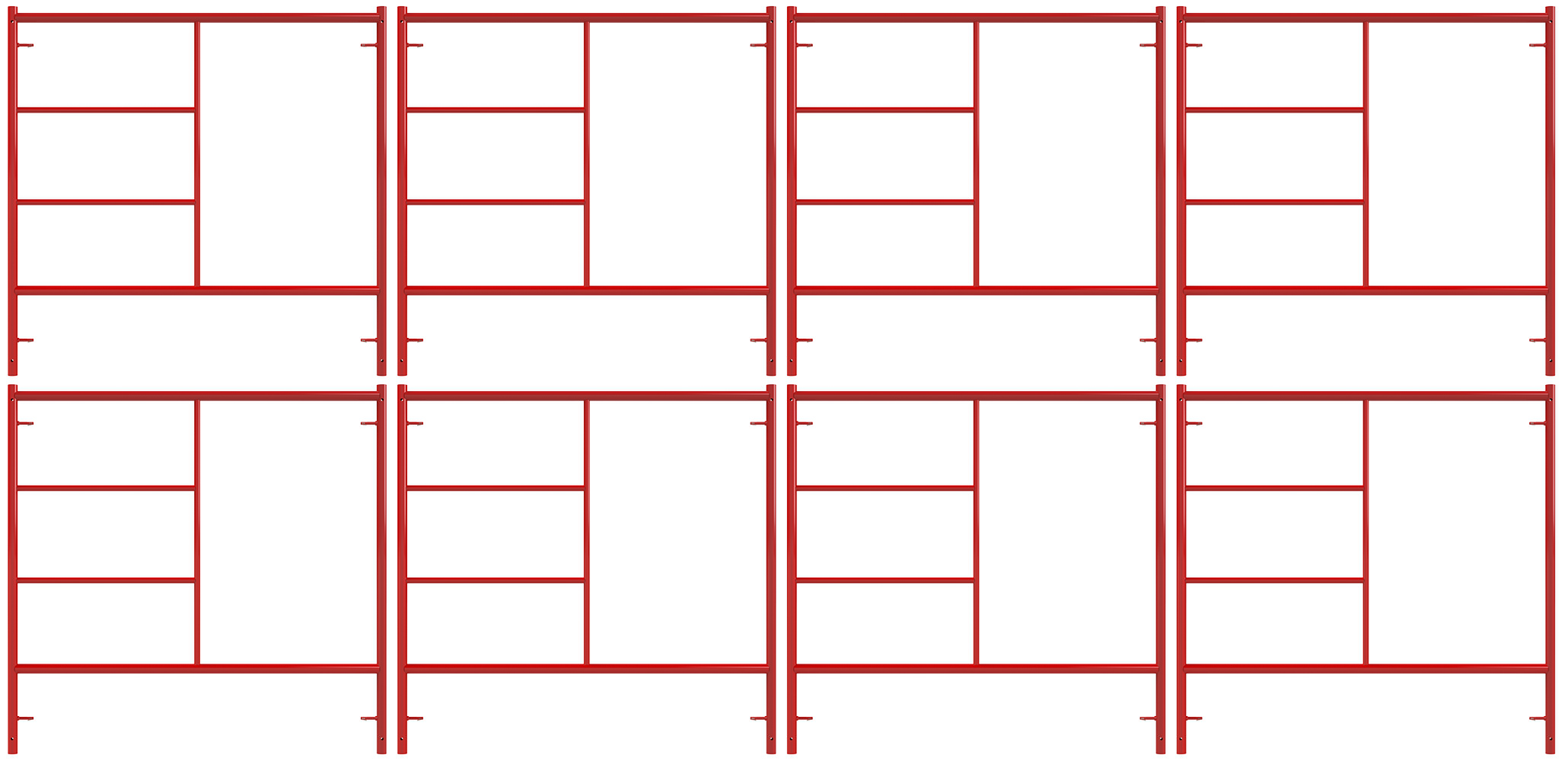 Construye Marcos Exteriores Andamio para Albañilería (Paquete de 8) Acero 5.42 pies de altura x 5.14 pies de largo Capacidad de 4900 lbs. Marco de andamio BFS5W5HQ48P8+BFL