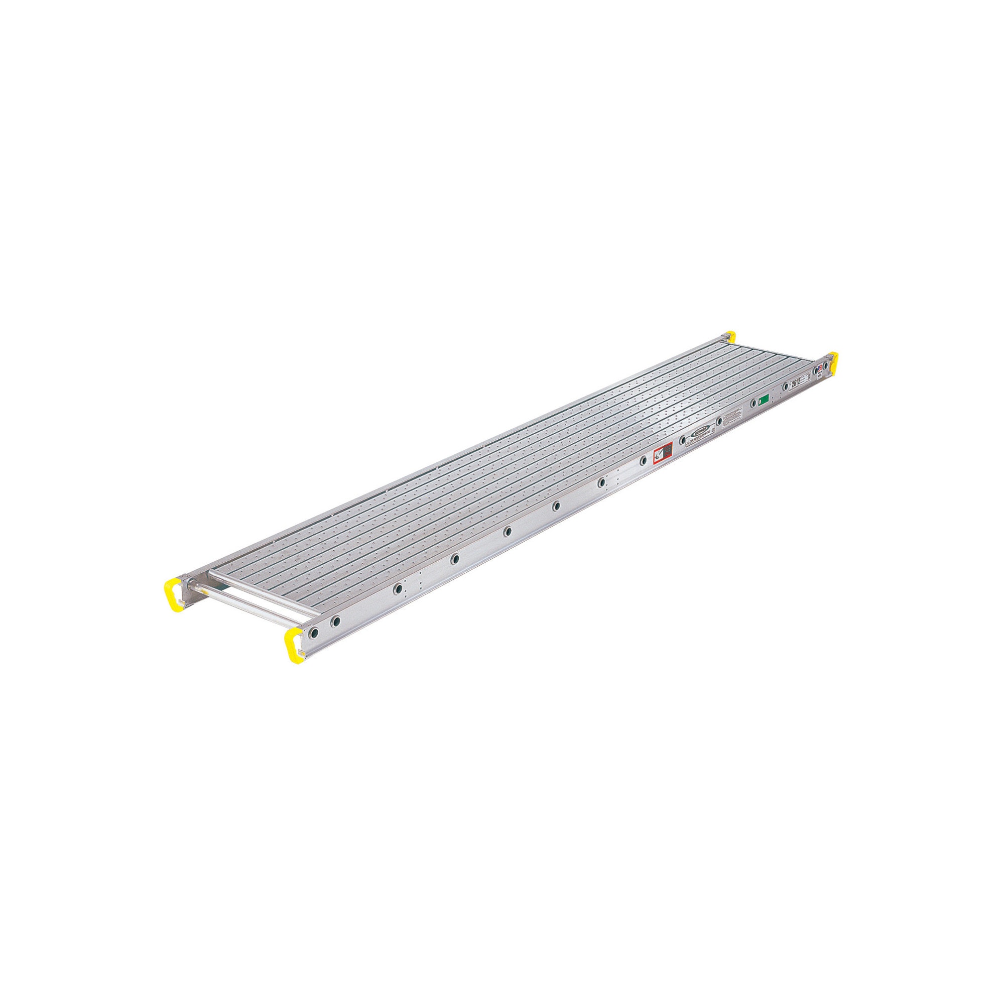 Escenario de andamio de aluminio Werner de 0.3 pies de alto por 12 pies de largo con capacidad de 500 libras, modelo 2612.