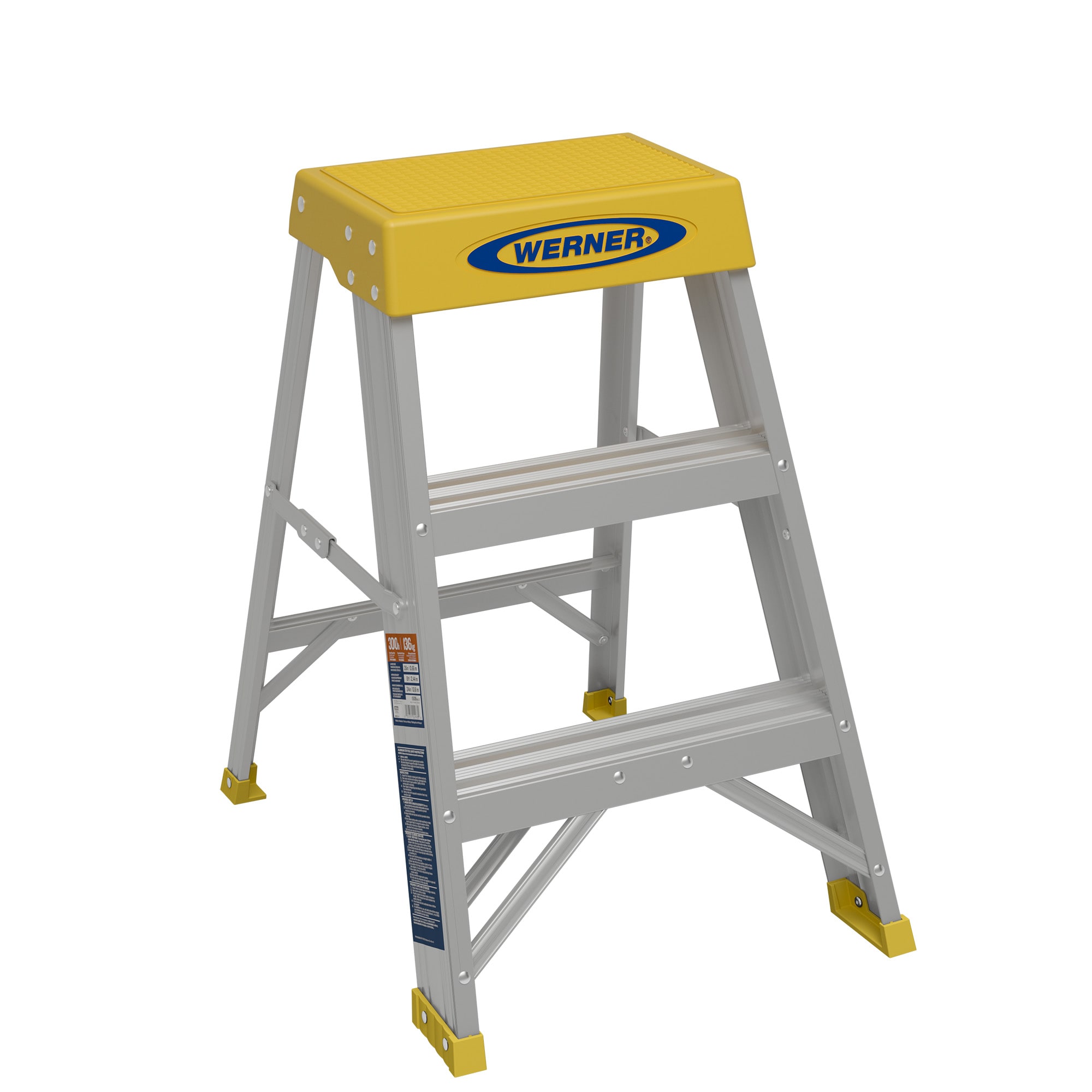 Escalera de aluminio tipo 1A Werner 150B de 2 pies (altura de alcance de 8 pies) con capacidad de carga de 300 libras.