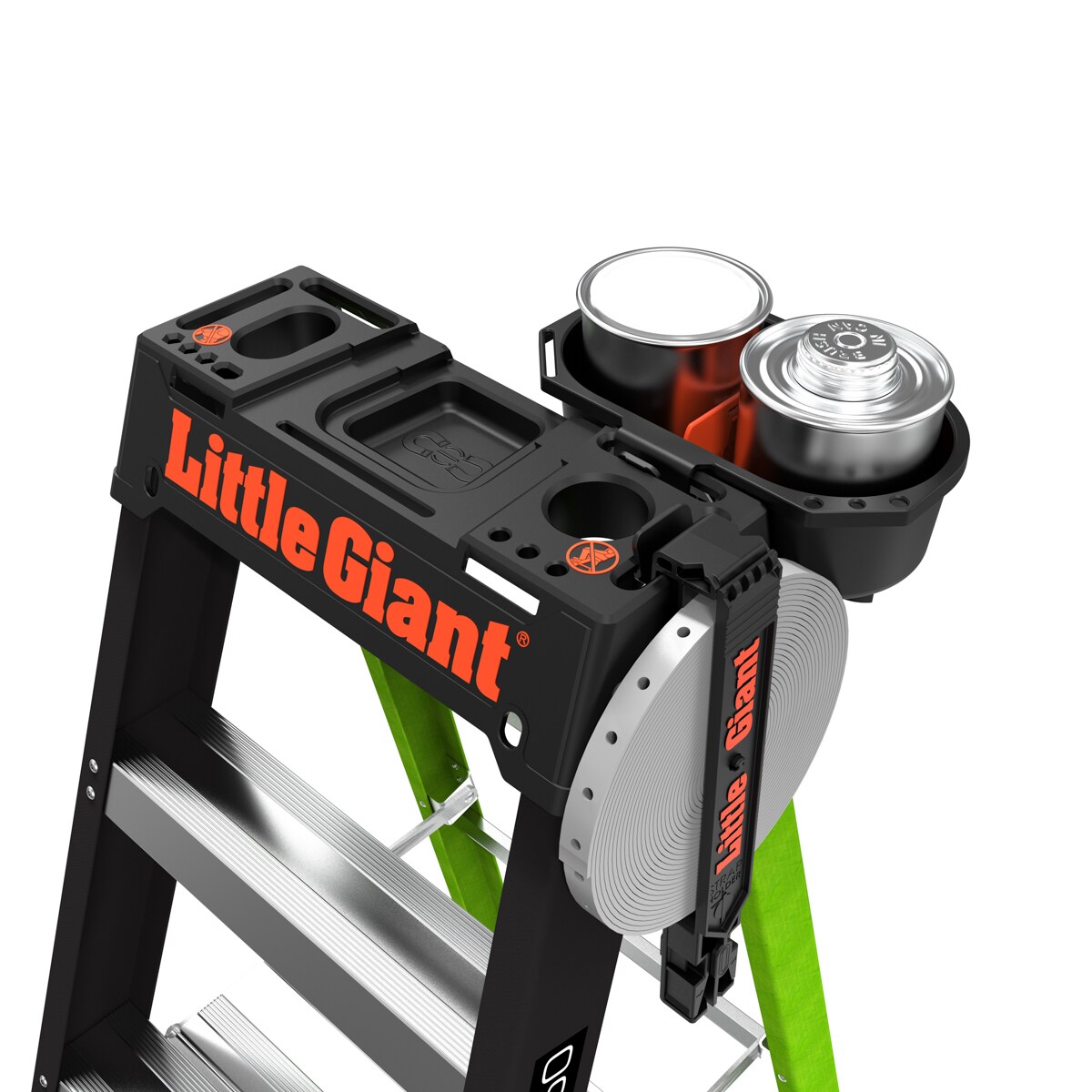 Escalera de tijera de fibra de vidrio de 6 pies (altura de alcance de 10.4 pies) Little Giant Ladders A-Force, capacidad de carga de 250 libras, modelo 15766-002.