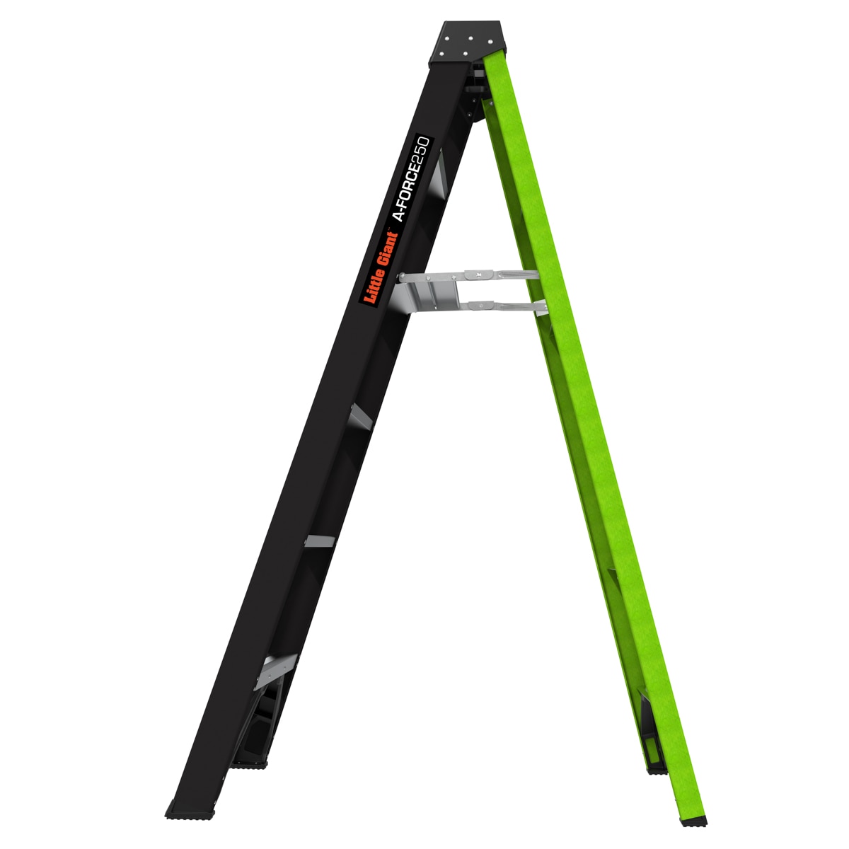 Escalera de tijera de fibra de vidrio de 6 pies (altura de alcance de 10.4 pies) Little Giant Ladders A-Force, capacidad de carga de 250 libras, modelo 15766-002.