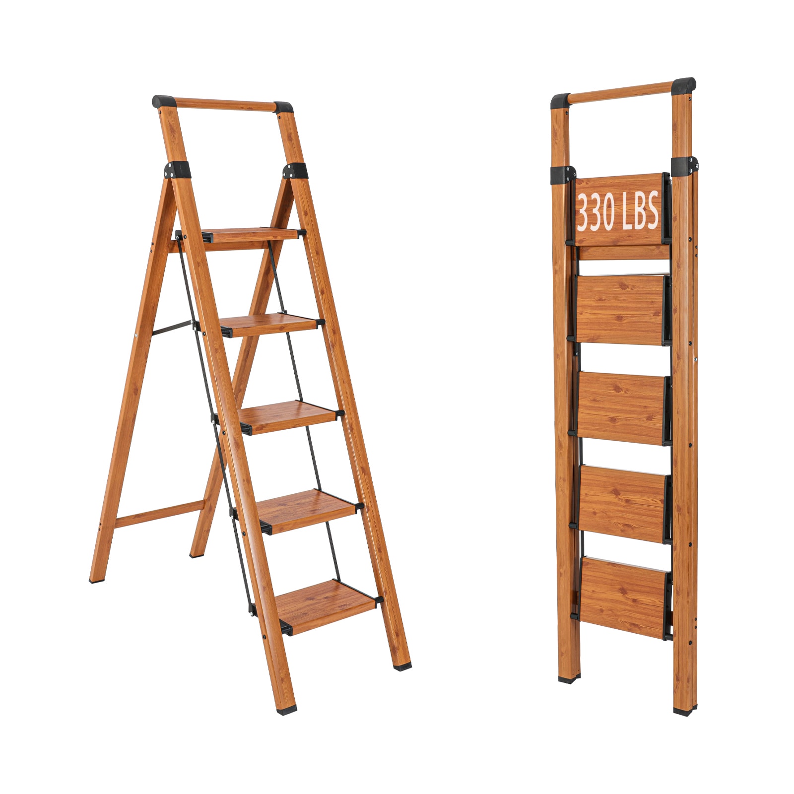 Escalera de aluminio Maocao Hoom de 5.18 pies (altura de alcance de 9.5 pies) tipo 1A, capacidad de carga de 300 libras. Modelo JL-A4-L5M